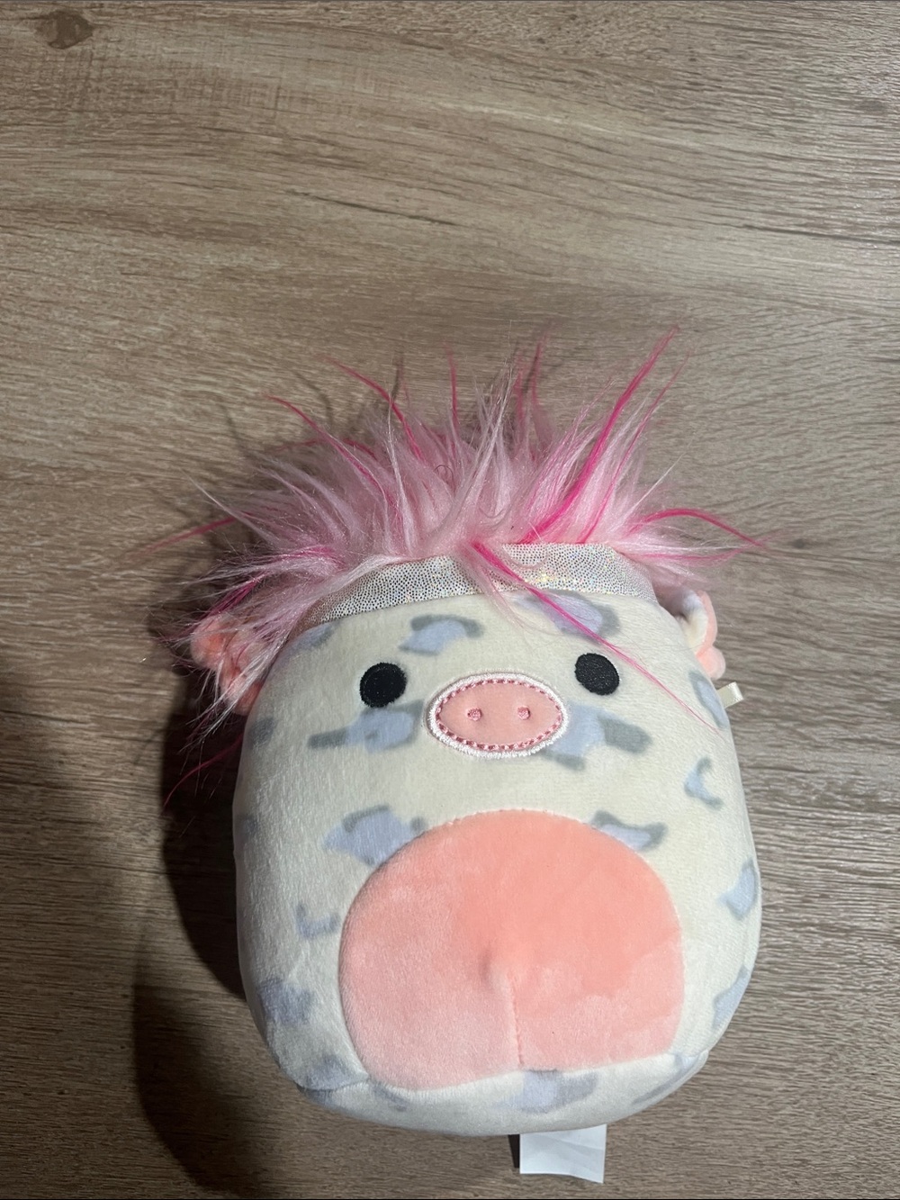 Squishmallows Cream Plush with Pink Hair and Peach Belly